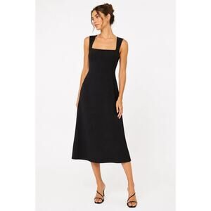 Meshki NWT $196 Women’s Frida Crepe Midi Dress Size M Black Q5